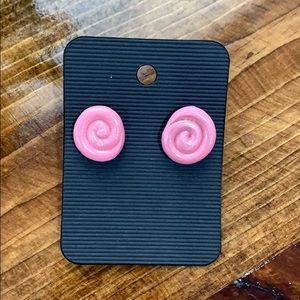 Gold Glitter Rose Bud Clay Earrings